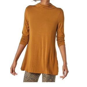 AMAZON chestnut brown mockneck swing tunic